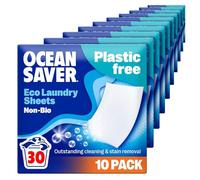 OceanSaver Eco Laundry Detergent Sheets | Non-Bio | Eco-Friendly, Biodegradable & Freshly Scented | Zero-Waste & Removes Tough Stains | Vegan, Plastic & Cruelty-Free | Plant Based Formula (300 Washes)