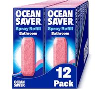OceanSaver Eco Multi-Surface Bathroom Cleaner - 12x 750ml Refills | Powerful Just Add Water Toilet, Sink & Shower Watermark & Cleaning Spray | Plant Based, Plastic & Cruelty-Free | Pomegranate Scent