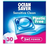 OceanSaver Non-Bio Laundry Detergent Capsules 3-in-1, 30 Washes | Sensitive Skin Friendly, Powerful Stain Removal & Odour Neutralising | Long Lasting Freshness | Vegan, Plastic-Free, Biodegradable