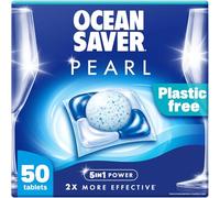 OceanSaver Pearl 5-in-1 Power Eco-Friendly Dishwasher Tablets - Pack of 50 | All-in-One Non-Toxic & Plastic Free Dish Washing Tablets for Sustainable Cleaning | 2x More Effective Cleaning