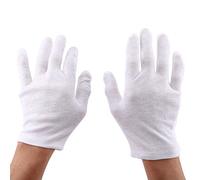 oceanside 12 Pcs White Cotton Gloves, Inspection White Gloves, Fingerprint Autonomously Guard Work Gloves for Jewelry, Silver, Inspection Guard