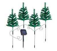 oceanside 4 Pack Solar Christmas Tree, 8 Modes LED Bywayway Lights, IP65 Water Proof Christmas Deco Ions for Garden, Patio, Lawn Outdoor