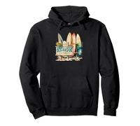 Oceanside California Surfboard Beach Sign Retro Surf Pullover Hoodie
