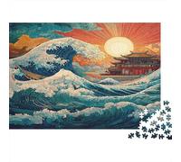 OceanWaveArt-JapaneseStyleIllustration 1000 Piece Jigsaws with Precision Cut Personalised Jigsaws As A Party Puzzle Game for Social Gatherings 70x50cm/1000pcs