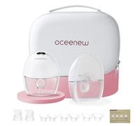 Oceenew Breast Pump Hands Free Wearable of Baby Mouth, Strong Suction, Touch Control, 3 Modes & 9 Levels, Portable Electric Breast Pump with 24mm Shield and Flanges of 17/19/21mm, 2 Count