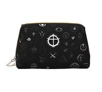 OCELIO Black And White Universe Leather Portable Cosmetic Bag (Large), Leather Clutch Zipper Cosmetic Bag,Toiletry Bag Travel Bag, Travel Storage Bag, White, One Size