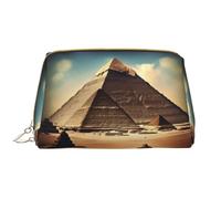 OCELIO Dreaming Of The Pyramids Of Khufu Leather Portable Cosmetic Bag (Large), Leather Clutch Zipper Cosmetic Bag,Toiletry Bag Travel Bag, Travel Storage Bag, White, One Size