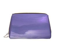 OCELIO Lightning Storm Leather Portable Cosmetic Bag (Large), Leather Clutch Zipper Cosmetic Bag,Toiletry Bag Travel Bag, Travel Storage Bag, White, One Size