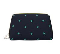 OCELIO Lovely Blue Background Leather Portable Cosmetic Bag (Large), Leather Clutch Zipper Cosmetic Bag,Toiletry Bag Travel Bag, Travel Storage Bag, White, One Size