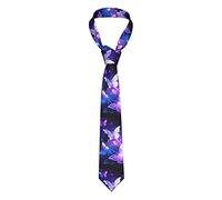 OCELIO White Purple Butterflies Men'S Skinny Tie Fashion Casual Silk Tie For Wedding, Groom, Best Man, Dance, Gift., Black, One Size