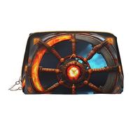 OCELIO Yin Yang Shield Leather Portable Cosmetic Bag (Large), Leather Clutch Zipper Cosmetic Bag,Toiletry Bag Travel Bag, Travel Storage Bag, White, One Size