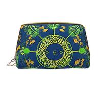 OCELIO Yin Yang Totem Leather Portable Cosmetic Bag (Large), Leather Clutch Zipper Cosmetic Bag,Toiletry Bag Travel Bag, Travel Storage Bag, White, One Size