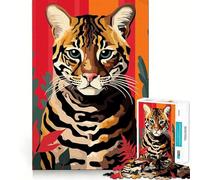 Ocelot Portrait Jigsaw Puzzle for Teenagers 1000 Pieces Smart Game Family Time Pattern Assembly Santa Wish Pick (38x52cm)