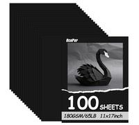 OcePor 100 Sheets Black Cardstock 11” x 17”, 65lb/180gsm Black Card Stock, Thick Card Stock Paper, Heavy Cardstock Paper for Printer, Resume, Scrapbooks, Art, Crafts, Business Cards