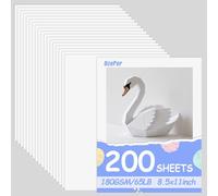 OcePor 200 Sheets White Cardstock 8.5” x 11”, 65lb/180gsm White Card Stock, Thick Card Stock Paper, Heavy Cardstock Paper for Printer, Resume, Scrapbooks, Art, Crafts, Business Cards