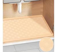 Under Sink Mat 22" x 19", Under Sink Mats for Kitchen Waterproof, Under The Sink Mat Waterproof for Bottom of Kitchen Sink, Silicone Under Sink Liner Tray, Under Protector Mats(Beige)