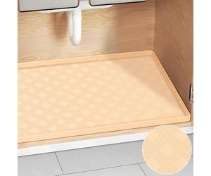 OcePor Under Sink Mat 22"" x 19"", Under Sink Mats for Kitchen Waterproof, Under The Sink Mat Waterproof for Bottom of Kitchen Sink, Silicone Under Sink Liner Tray, Under Sink Protector Mats(Beige)