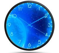 OCEST 12 Inch Luminous Wall Clock Silent Night Light, Blue Earth
