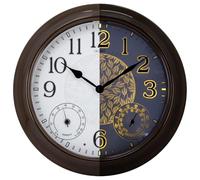 OCEST 15 Inch Illuminated Large Outdoor Clock Waterproof, Night Light Illuminated Wall Clocks with Smart LED Sensor, Temperature and Humidity Combo for Garden Patio Pool Garage (Metal)