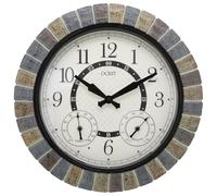 OCEST 18inch Large Indoor Outdoor Clock Illuminated Wall Clock with Thermometer Hygrometer & Night Light Waterproof Battery Operated Silent Non-Ticking Wall Clocks Decor for Patio Pool Porch Bathroom