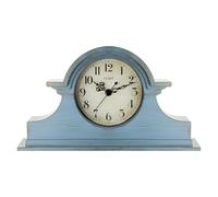 OCEST Vintage Farmhouse Mantel Clock - 13 x 7 Inch Quartz Gilt Finish Battery Operated, Contemporary Napoleon Classic Desk & Shelf Décor for Living Room Office Tabletop Bedside (Azure Blue)