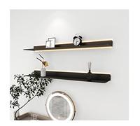OCETIX 1 Pcs Black Floating Shelf with Double-sides LED Natural Light, Metal Floating Shelves Wall Mounted/Show Shelves Application in Multiple Occasions (Color : Black, Size : 120x20CM)