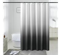 OCEUMACO Extra Long Shower Curtain Anti Mould Proof Resistant 200x200cm Drop Ombre Bath Shower Curtains for Bathroom Wet Room with Hooks Waterproof Washable Fabric - White Grey Black