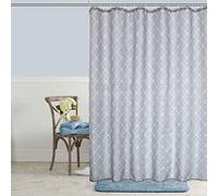 OCEUMACO Geometric Design Shower Curtain for Wet Room Extra Wide Weighted Hem Fabric Bathroom Curtains Liner Anti Mould Proof Mildew Resistant Washable 240 x 200 cm Waterproof with Hooks - Grey