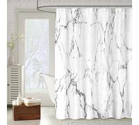 OCEUMACO Shower Curtain Bathroom Wet Room 3D Marble Pattern Extra Long Quality Bath Curtains Anti Mould Proof Resistant Machine Washable 200cm Drop Waterproof Fabric with Hooks - Grey 07