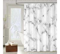 OCEUMACO Shower Curtain Bathroom Wet Room 3D Marble Pattern Extra Long Quality Bath Curtains Anti Mould Proof Resistant Machine Washable 180 x 200 cm Waterproof Fabric with Hooks - Grey 02