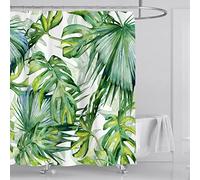 OCEUMACO Shower Curtain Wet Room Green Monstera Palm Leaves Print Shower Curtains Bathroom Jungle Tropical Leaf Bath Curtain Mould Proof Resistant Washable 180 x 180 cm Waterproof Polyester