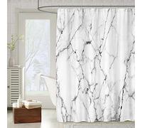 OCEUMACO White Black Shower Curtain for Bathroom Wet Room Bath Extra Wide 3D Marble Effect Long Shower Curtains Anti Mould Proof Resistant 240 x 200cm Drop Waterproof Fabric - Grey 03