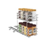 OCG 2 Tier Pull Out Spice Rack Organizer（6.3" W x 10.4" D） for Cabinet, Slide Out Seasoning Organizer Fits Spices, Sauces, Cans etc