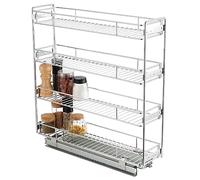OCG 4-Tier Pull Out Kitchen Cabinet Spice Rack Holder Shelves (8" W x 21" D), Slide Out Slim Storage Wire Baskets for Organization, Narrow Pull Out Storage