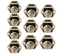 OCGIG 10Pcs RV Cabinet Mini Push Button Latch Locks Catch Door Knobs Gold for RV Caravan Cupboard Handle Nickel Plated