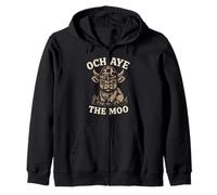 Och Aye The Moo Funny Highland Cow Scottish Humor Zip Hoodie