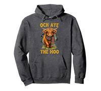 Och Aye The Moo Highland Cow Scottish Funny Saying Pullover Hoodie, Adult Unisex, Dark Heather Grey, Small