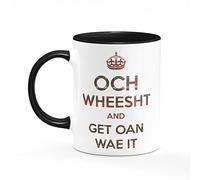 Och Wheesht Mug One Size Black/White Gift for Scottish Person Scotland Keep Calm Mug Tartan Present