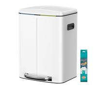 Ochama 40L Double Kitchen Bin with Lids, Rubbish Bin, Soft Close with Plastic Inner Buckets, White
