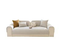 Ochama Chenille Sofa Seat Cushion, Herringbone Non-Slip Sofa Seat Cushion, Sofa Protector Pad, 90×210 cm, Beige