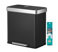 Ochama Dual Compartment Pedal Rubbish Bin, 2 x 30L Stainless Steel Recycling Kitchen Bin, Soft Close Lid, with Inner Buckets, Grey