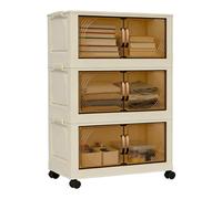 ochama×J.ZAO No Installation Storage Cabinet - Width 45cm,3pcs - With Wheels, Foldable, Magnetic Attraction, Large Capacity - Nightstand, Storage Boxes for Living room/Bedroom/Kitchen