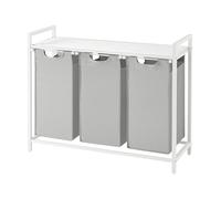 Ochama Laundry Hamper, Laundry Basket, Laundry Sorter with 3 Pull-Out and Removable Bags, Shelf, Metal Frame, 3 x 10 Gallons (38 L), 36.4 x 13 x 28.4 Inches, Dove Gray