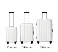 ochama PP Cream White Luggage 3-Piece Set, TPE Silent Casters, 3-Level Adjustable Telescopic Handle, Combination Lock, 20+24+28 Inch, Budget airline friendly | Short journey | Family outing