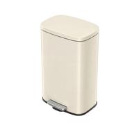 Ochama Sand Beige 50L (13 Gallon) Step Trash Can - 43.2x37.1x63.2cm，Steel, Soft-Close Lid, Inner Bucket, Pedal Operated - Ideal Kitchen Rubbish Bin