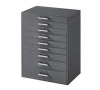 Ochama Slate Grey Jewellery Case - 8 Tiers, Large Mirror, 7 Drawers, High Capacity - Modern Storage Organiser, Perfect Gift for Loved Ones, 29x20.2x36.7cm