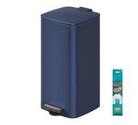 Ochama Trash Can, 8-Gallon Trash Bin, Stainless Steel Kitchen Garbage Can, Midnight Blue