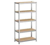 Ochama x SONGMICS 5-Tier Shelving Unit, Steel Shelving Unit for Storage, Tool-Free Assembly, for Garage, Shed, Load Capacity 600 kg, 50 x 100 x 200 cm, Silver
