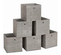Ochama x SONGMICS Cube Organisers, Foldable Fabric Storage Boxes with Handles, Set of 6, for Shelves, Clothes, Taupe