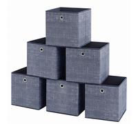 Ochama x SONGMICS Cube Organisers, Foldable Fabric Storage Boxes with Handles, Set of 6, for Shelves, Clothes, Blue
